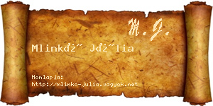 Mlinkó Júlia névjegykártya